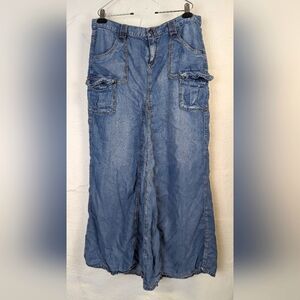 Guess Denim Maxi Skirt Womens 31 Cargo Pockets Utility Y2K Western Modest Long
